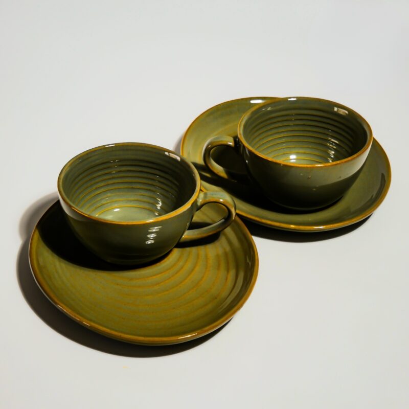 Cups with Saucer/snack (Olive Green) - Image 2