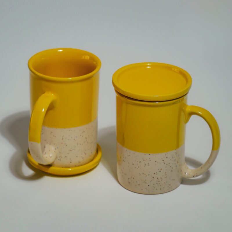 Mugs with Coaster/Cover (Yellow)