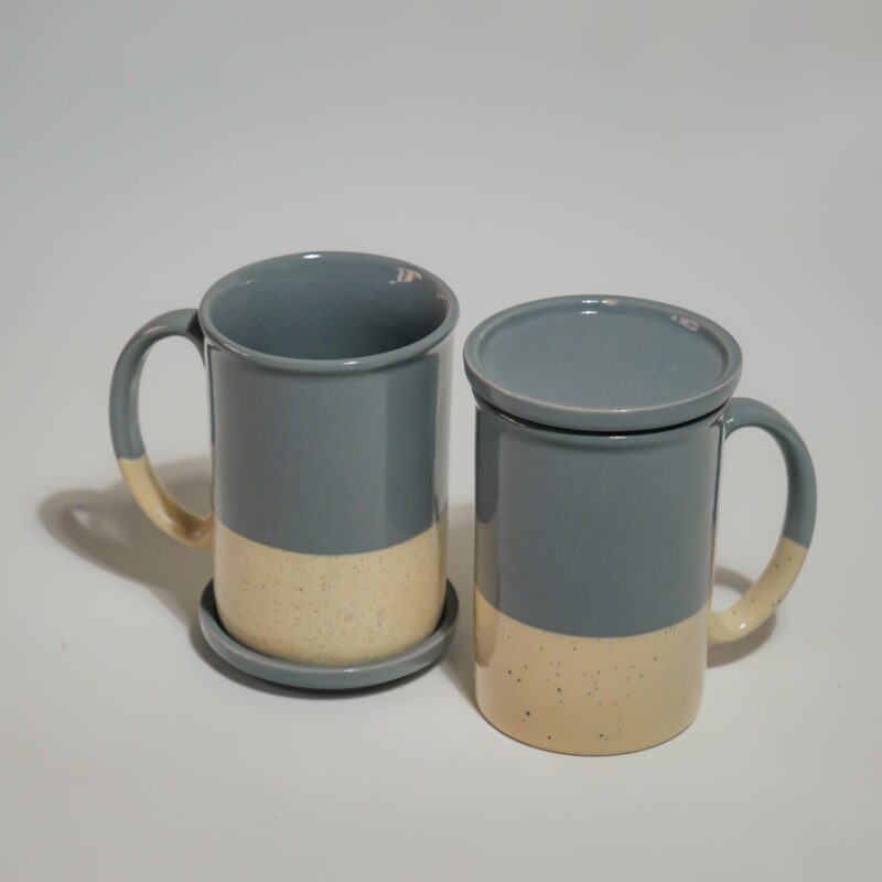 Mugs with Coaster/Cover (Grey)