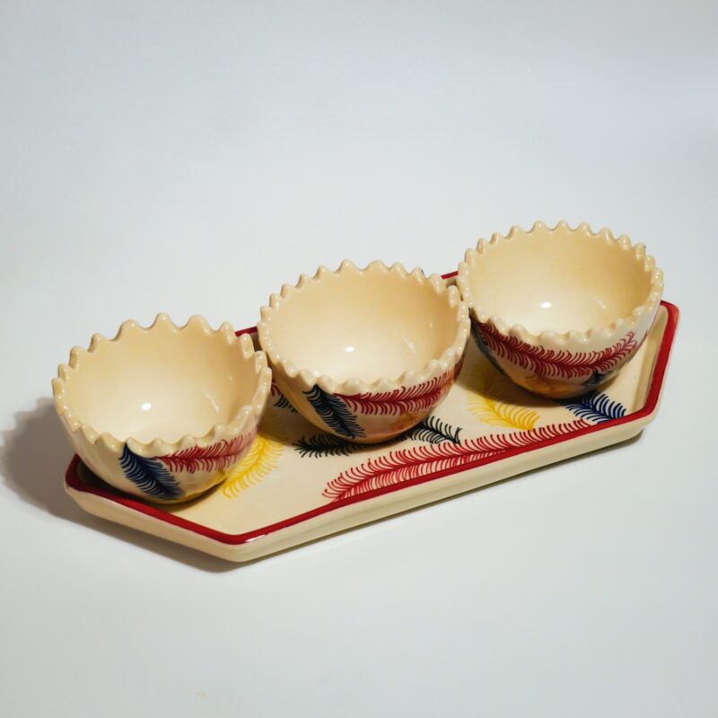 Snack Bowl with tray (Feather)