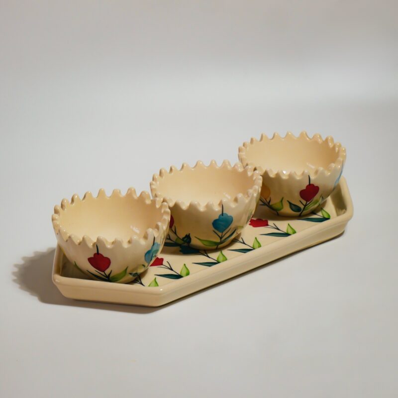 Snack Bowl with tray (Flower)