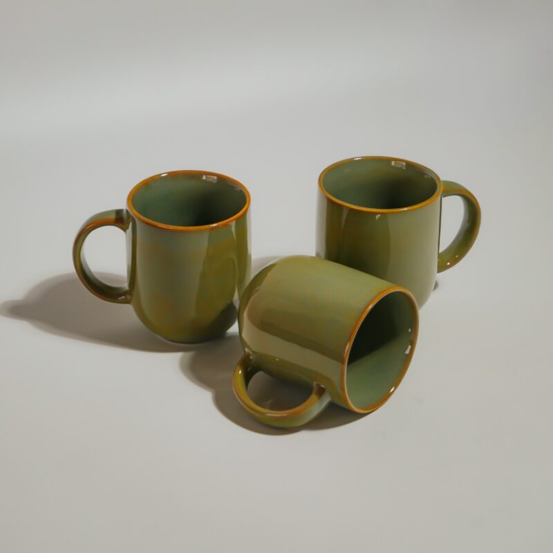 Tea cups Porcelain set (Olive Green) - Image 2