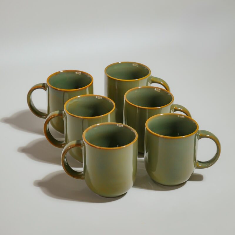 Tea cups Porcelain set (Olive Green) - Image 3