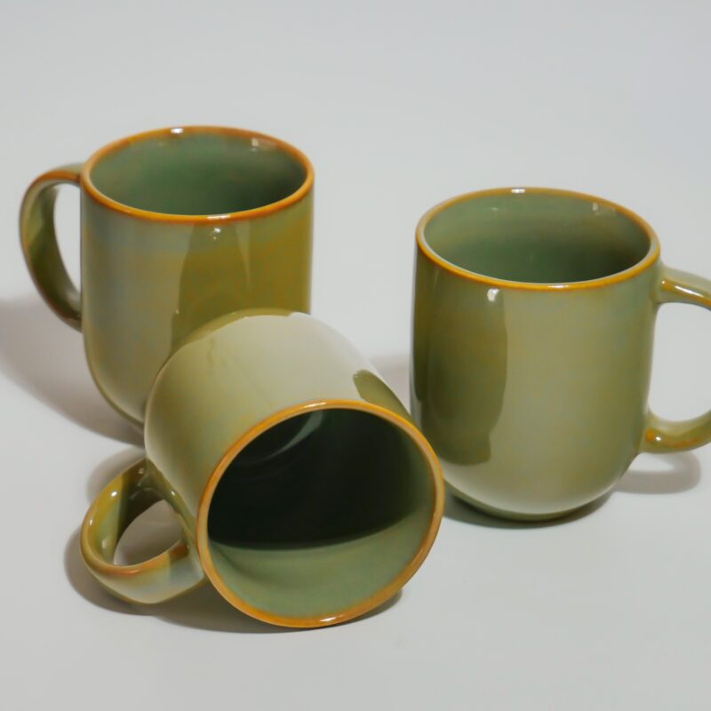 Tea cups Porcelain set (Olive Green)