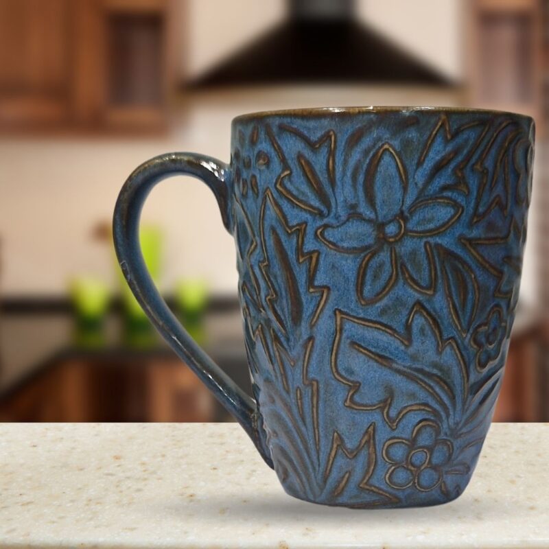 Dark Blue Floral Cup