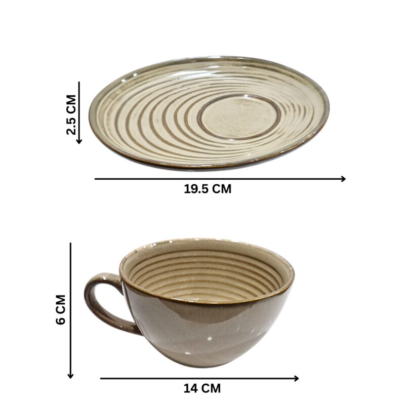 Brown Cup & Saucer - Image 4